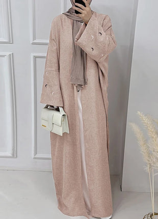 2025 Ramadan Khimar Abaya Saudi Arabia Turkey Islam Embroidery Moon Muslim Cardigan Dress Prayer Clothes Dresses For Women