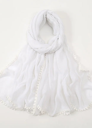 New Cotton Hijab With Lace Muslim Scarf Long Shawls Headscarf Wraps Foulard Echarpe Bufanda Muslim Sjaal Islam Eid Headband