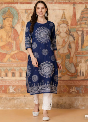 National style Kurt Women's Fashion Comfortable Slit hem Straight Casual Ethnic Flowers Pattern Robe Abito Donna Musulmana