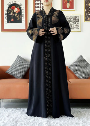 New Women Elegant Dress Chiffon Open Abaya with Zipper Muslim Women Dress Islamic Clothing Cardigan Abaya Women Muslim Dress