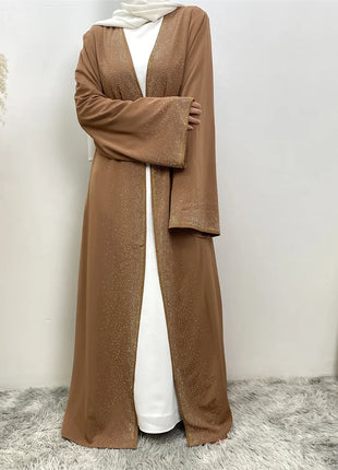 Hot Selling Ramadan Rhinestone Cardigan Islamic Dresses With Pockets Kebaya Muslim Kimono Abaya Dubai Modest Clothing Women EID