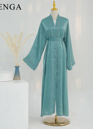 2024 Muslim Modest Cardigan for Women Eid Arab Abaya Dubai Dress Islamic Daily Long Sleeve Clothing Turkey Solid Color Coat Robe