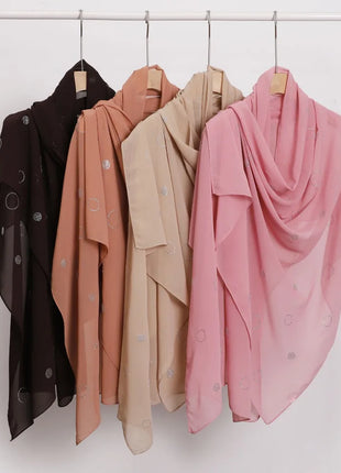 Hot Diamond Pearl Chiffon Hijabs for Women Muslim Fashion Long Shawl Head Wrap for Women Turbans for Women Ramadan Turban Femme