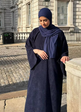 UAE Dubai Fashion Inspired Muslim Abaya Cuff Slits Feature Ideal for Ramadan Occasions and Middle East Autumn Winter Dressing