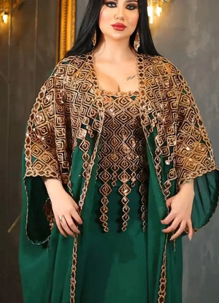 Eid 2 Piece Set with Inner Dress Party Abaya Women Ramadan Cardigan Long Dress Suits Kaftan Vestidos Largos Robe Jalabiya 2024