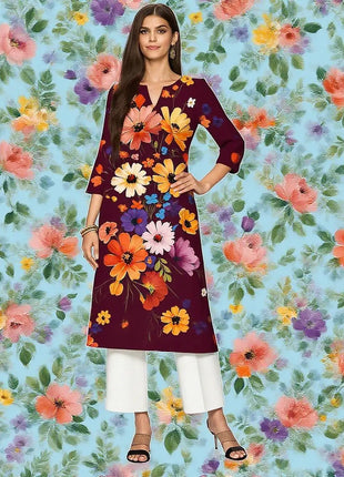Muslim Dress Kurt Women's Fashionable And Elegant Long Sleeved Straight Tube Casual Flowers Color Pattern Abaya Luxury