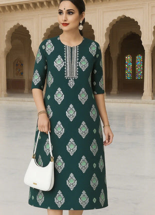 Muslim 2026 Women's Kurt Fashionable Elegant Straight Tube Casual Kurtta Flowers Pattern Comfortable Dress Slit hem Abaya