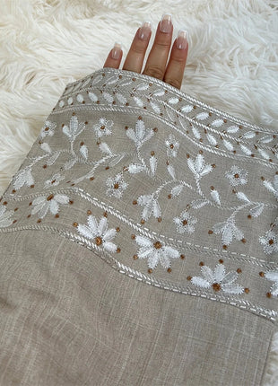 Linen Flower Embroidered Abaya 2024 Luxury Elegant Muslim Retro Kaftan Modest Dresses for Women Islam Clothing for Women Kebaya