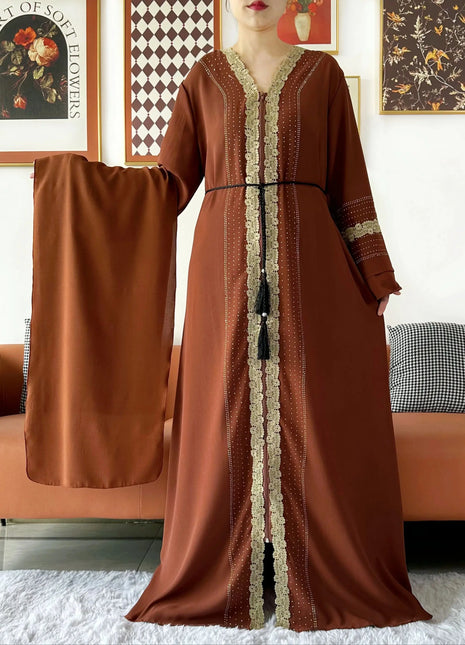 Newest Women Party Dress Chiffon Lace Open Abaya with Zipper Muslim Women Abaya Islamic Clothing Cardigan Muslim Loose Dress