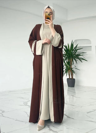 Eid Muslim Dress & Abayas for Women 2 Piece Set Musulman Ensembles Morocco Ramadan Caftan Abaya Kaftan Dubai Arab Long Robe 2024