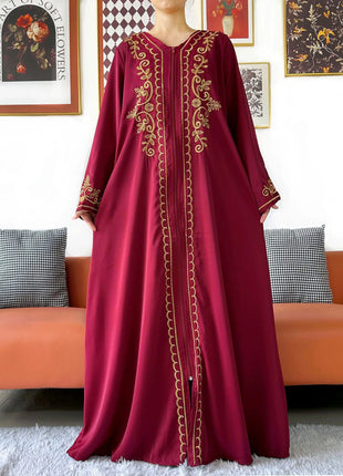 2025 New Elegant Women Abaya Long Sleeve Chiffon Loose Open Abaya Muslim Islamic Clothing Cardigan Style for Special Occasions