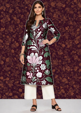 Muslim Dress Kurt Women's Fashionable And Elegant Long Sleeved Straight Tube Casual Flowers Pattern Robe Traditionnelle Arabe