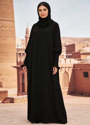 Minimalist Black Front-Zip Plain Abaya Maxi Dress Women Muslim Egyptian Kaftan Ramadan Jalabiya Islam Saudi Arabic Outfits 2025