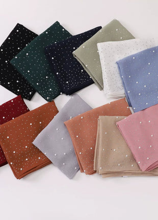 Hot Diamond Pearl Chiffon Hijabs for Women Muslim Fashion Long Shawl Head Wrap for Women Turbans for Women Ramadan Turban Femme