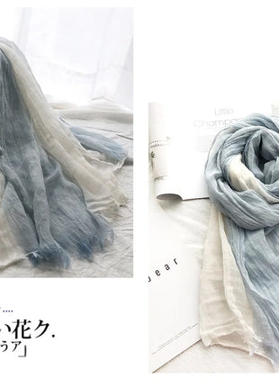Thin Scarf Shawl New Cotton and Linen Women's Solid Color Sunscreen Muslim Headband Israel Saudi Arabia Japanese South Korea