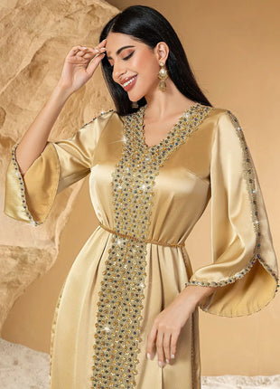 Eid Muslim Dress For Women Ramadan Jalabiya Lace Diamond Party Dresses Abaya Long Robe Morocco Dubai Kaftan Vestidos Largos 2026