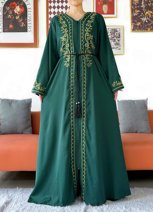 2025 New Elegant Women Abaya Long Sleeve Chiffon Loose Open Abaya Muslim Islamic Clothing Cardigan Style for Special Occasions
