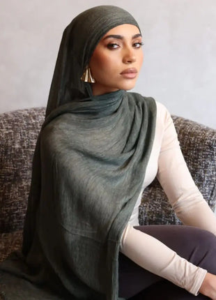 Premium Rayon Cotton Wrinkle Hijab Scarf For Woman Muslim Hijabs Fashion Soft Shawl Islam Turban Ramadan Soild Headband 180*80cm