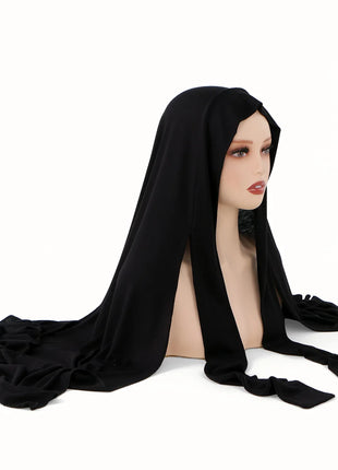 New Elasticity Modal Jersey Instant Hijab With Straps Muslim Woman Hijab Soft Solid Headwraps Turban Islam Malaysia Headscarf