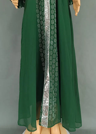 Abaya Muslim Women Party Dresses Chiffon Sequins Jalabiya Ramadan Eid Morocco Islam Sashes Vestidos Arab Long Robe Dubai Kaftan