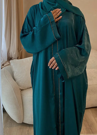 2024 Muslim Modest Cardigan for Women Eid Arab Abaya Dubai Dress Islamic Daily Long Sleeve Clothing Turkey Solid Color Coat Robe