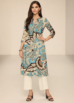 Dress Kurtta Women's Fashionable Straight Tube Casual Bright Flowers Patterns Robe Arabe Robe Traditionnelle Arabe Muslim