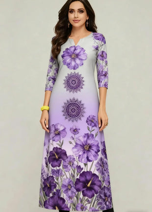 Muslim Flowers Kurt Christmas Women's Casual Fashion Comfortable Dress Long Sleeve Straight Tube Casual Ethnic Arabian Dress