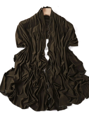 Luxury Wavy Edge Jersey Hijab for Women Solid Color Milk Silk Scarf Headscarf Autumn Shawl Stretchy Chiffon Scarf Ramanda
