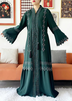 Laxury Design New Women Elegant Dress Chiffon Open Abaya Muslim Women Dress Islamic Clothing Cardigan Abaya Women Muslim Dress
