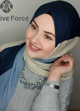 Islamic Scarf Women Luxury Blue Chiffon Hijab Abaya Hijabs For Woman Abayas Jersey Muslim Dress Turbans Head Instant Head Wrap
