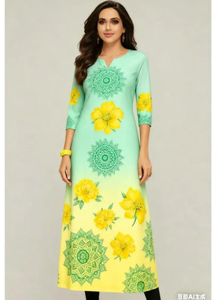 Muslim Flowers Kurt Christmas Women's Casual Fashion Comfortable Dress Long Sleeve Straight Tube Casual Ethnic Arabian Dress