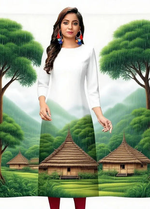 Muslim Women Casual Comfortable Kurt Dress Straight Tube Ethnic Peacock All Occasions Such As Birthday Abito Donna Musulmana
