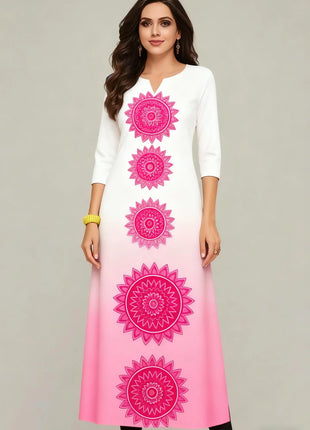Dress Kurt Women's Fashionable And Elegant National Style Straight Tube Casual Round Neck Colorful Elephant Pattern Dress