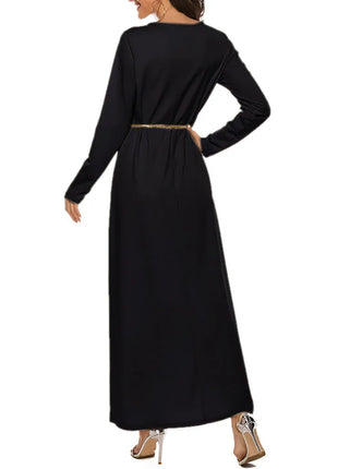 Women's Muslim Basic Liturgy  Abaya Long Sleeve Inner Cloth Round Neck Ladies Dress Middle Eastern Dubai Turkey Solid Daily Robe