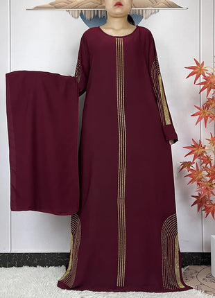 2024 New Muslim Chiffon Abayas For Women Robe Caftan Dubai Islam Clothing African Abaya Long Sleeved Fashion Dress With Turban