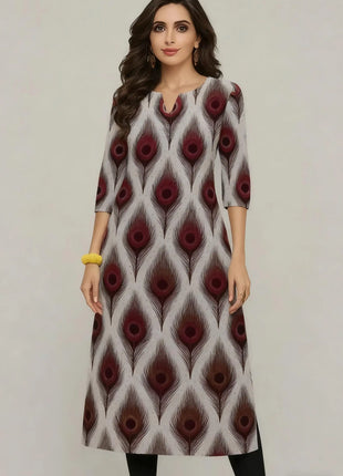 Muslim Kurtta women's Casual Fashion Dress National style Straight Tube Casual Ethnic Flower Round Neck Regular Design Sense
