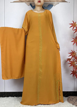 2024 New Muslim Chiffon Abayas For Women Robe Caftan Dubai Islam Clothing African Abaya Long Sleeved Fashion Dress With Turban