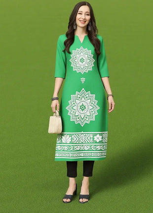Muslim Women's Kurtta Casual Fashion Dress Straight Tube Casual Ethnic Flower Muslim Fashion Long Sleeve Dresses National Style