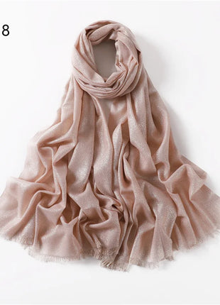 2025 Abaya Women Veil Gold Solid Color Muslim Head Scarf Shawls and Wraps Glitter Pashmina Bandana Female Foulard Hijab