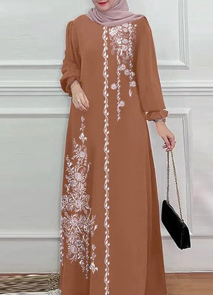 Women Stylish Floral Printed Maxi Dress Muslim Abaya ZANZEA Eid Mubarak Robe Elegant Long Sleeve Casual Vestidos Kaftan IsIamic