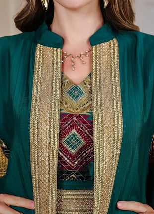 Eid Muslim 2 Piece Set Women Embroidery Dresses Open Abaya Suit Jalabiya Ramadan Dubai Kaftan Party Vestidos Cardigan Robe 2025