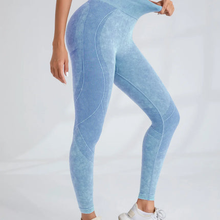 Women Seamless Gym High Waist Yoga Pants Hip Lifting Outdoor Sports Tight Waist Letter Sand Washed Pants Exercise Yoga Leggings