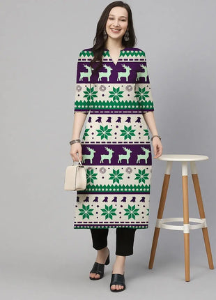 Christmas Muslim Women's Casual Fashionable And Comfortable Kurtta Dress Long Sleeved Straight Tube Casual Ethnic
