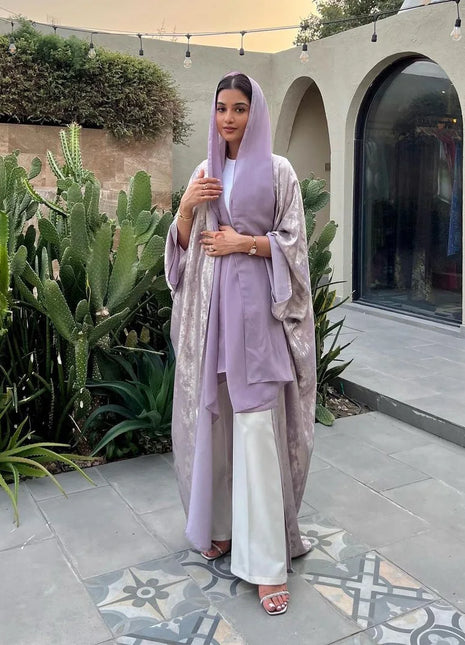 Shiny Satin Open Kimono Abaya 2025 Ramadan Dubai Luxury Muslim Kaftan Dress for Women Islam Clothing Robe Femme Musulmane