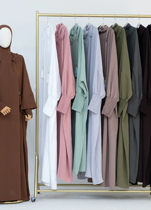 2024 Clothes for Muslim Women Fashion Summer Autumn Muslim Long Sleeve Solid Color Long Abaya Hijab Dress Kaftan Abaya Dubai