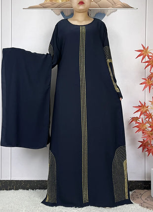 2024 New Muslim Chiffon Abayas For Women Robe Caftan Dubai Islam Clothing African Abaya Long Sleeved Fashion Dress With Turban