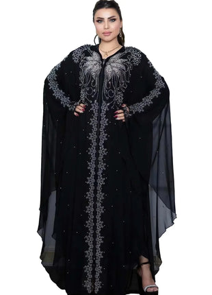 Fashion Casual Muslim Dresses Kaftan Large Size Abayas for Women Dubai Hooded Long Dress Loose Batwing Sleeve Islamic Clothing