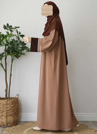 Middle Eastern Muslim Islamic women's patchwork long sleeved loose elegant temperament abaya robe skirt