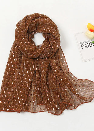 Glitter Shimmer Muslim Hijabs Fashion Solid Bubble Chiffon Scarf High Quality Shawl Scarves Silver Crinkle Woman Headscarf