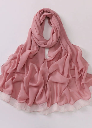 Muslim Lace Chiffon Scarf Hijabs for Women Luxury Ramadan Headscarf Shawl Solid Full Cover Headband Female Jersey Head Wraps